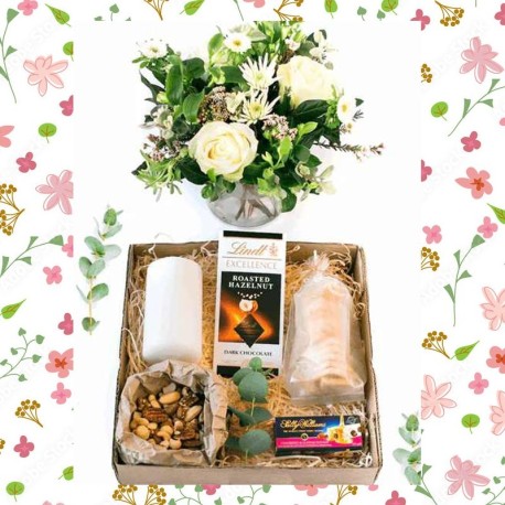 Serenity Hamper with Flowers & Candle