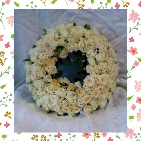 Pure White Rose Funeral Wreath