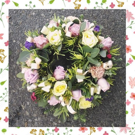Pastel Mixed Rose Sympathy Wreath